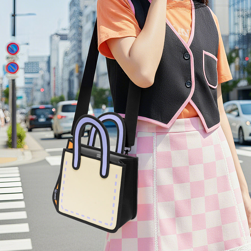 JumpFromPaper Junior Flat Tote Orange Caramel tote bag cartoon 2D design lightweight playful everyday accessory