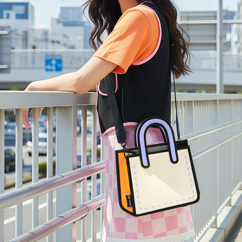 JumpFromPaper Junior Flat Tote Orange Caramel tote bag cartoon 2D design lightweight playful everyday accessory