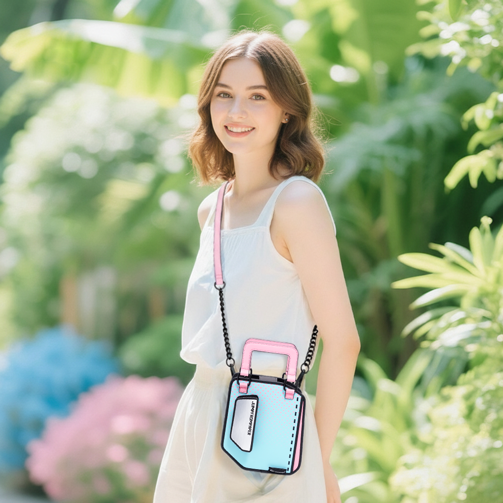JumpFromPaper Floppy Bag Moonlit Blue handbag cartoon 2D design structured handle playful stylish accessory