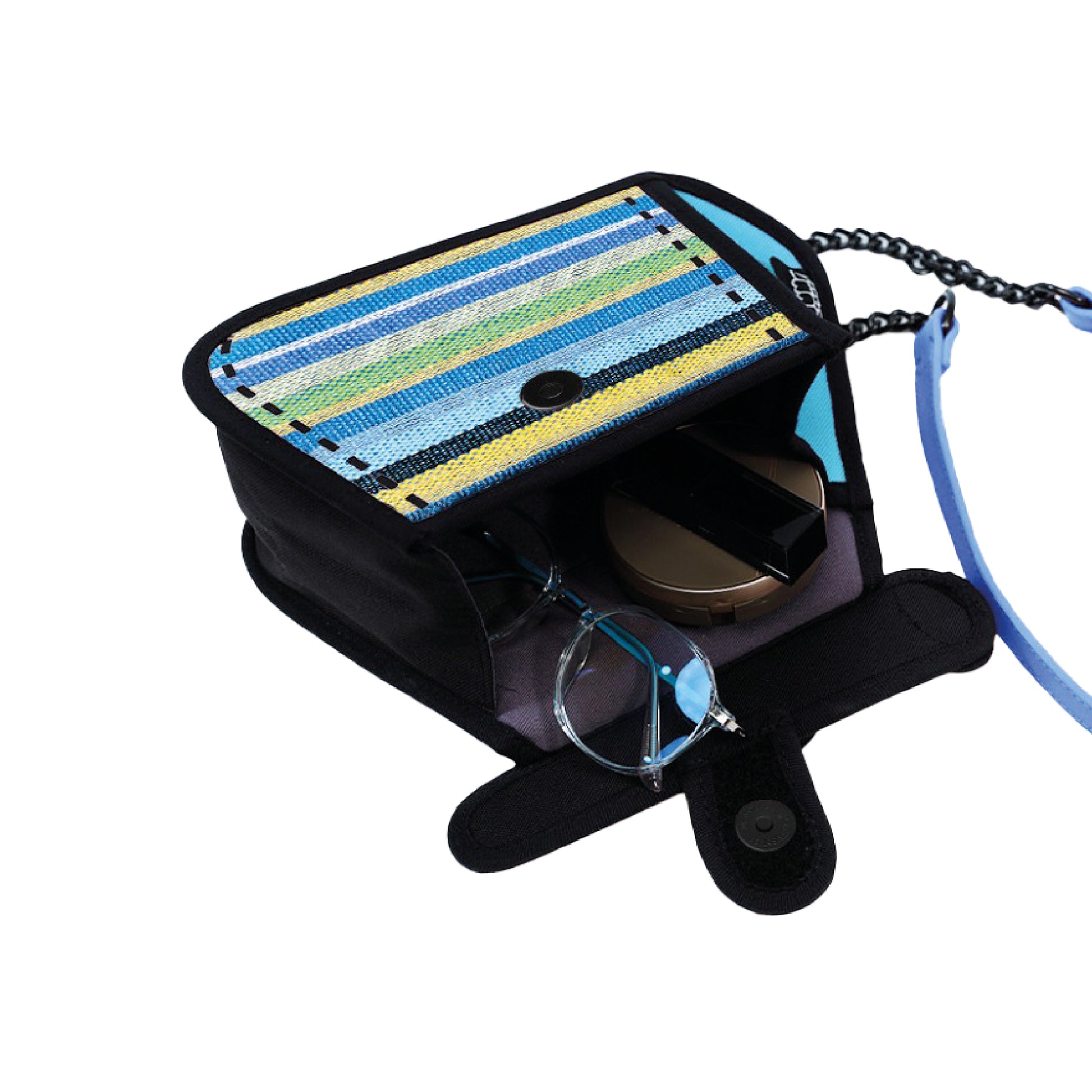 JumpFromPaper Cake Green Stripe crossbody bag with cartoon-inspired 2D illusion design and colorful striped pattern