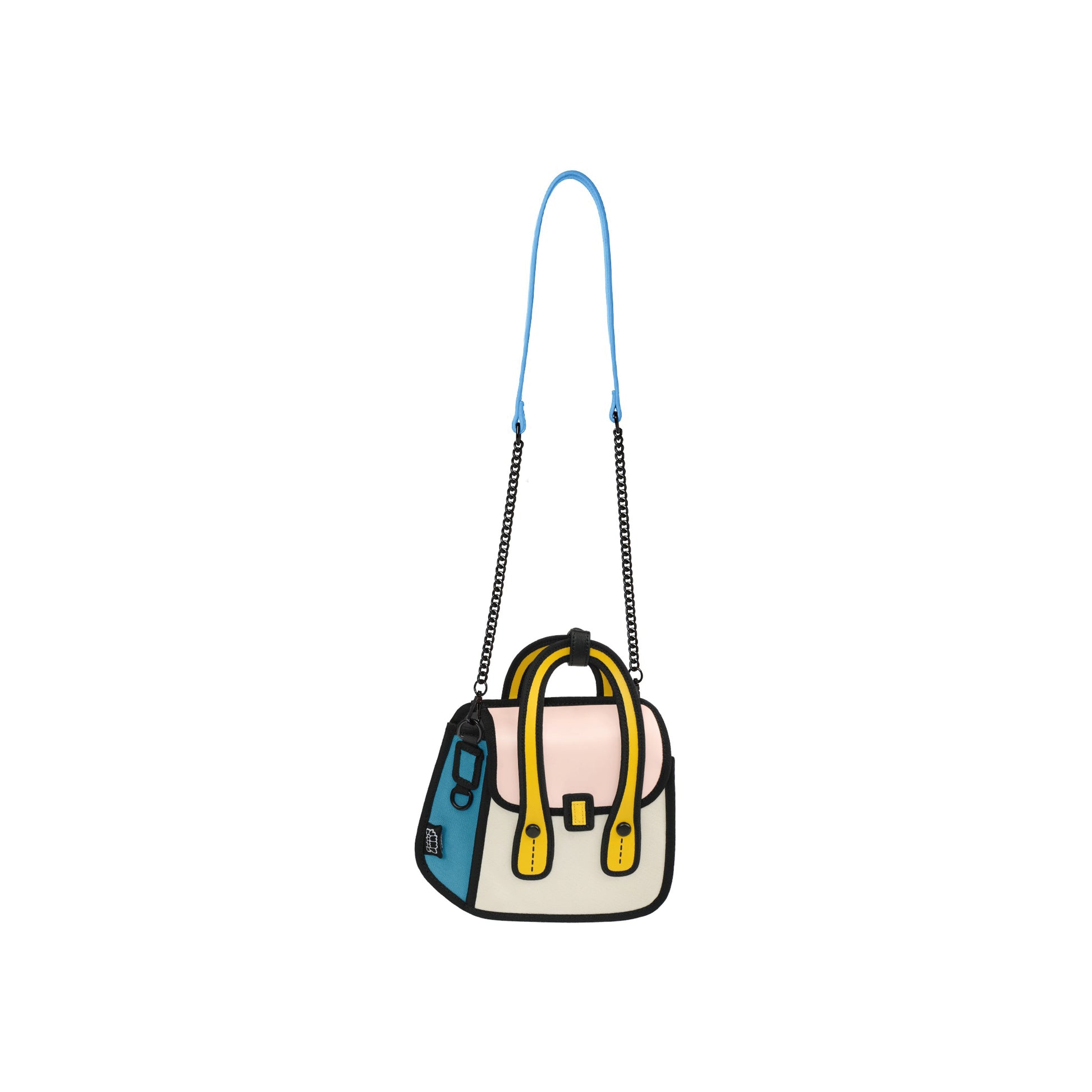 JumpFromPaper Junior Owl Bag 'Beige' – beige 2D illusion cartoon-style mini bag with top handles and playful design, front view