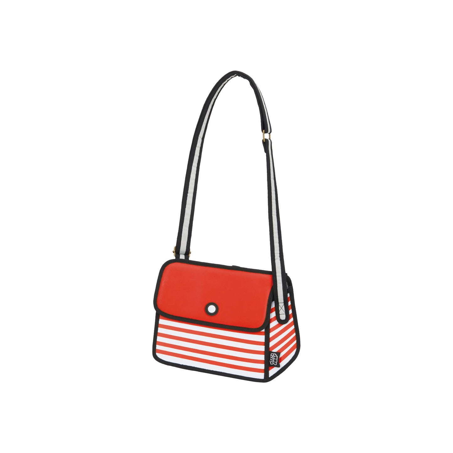 JumpFromPaper Stripe Shoulder Bag Red shoulder bag striped cartoon 2D design lightweight playful everyday accessory