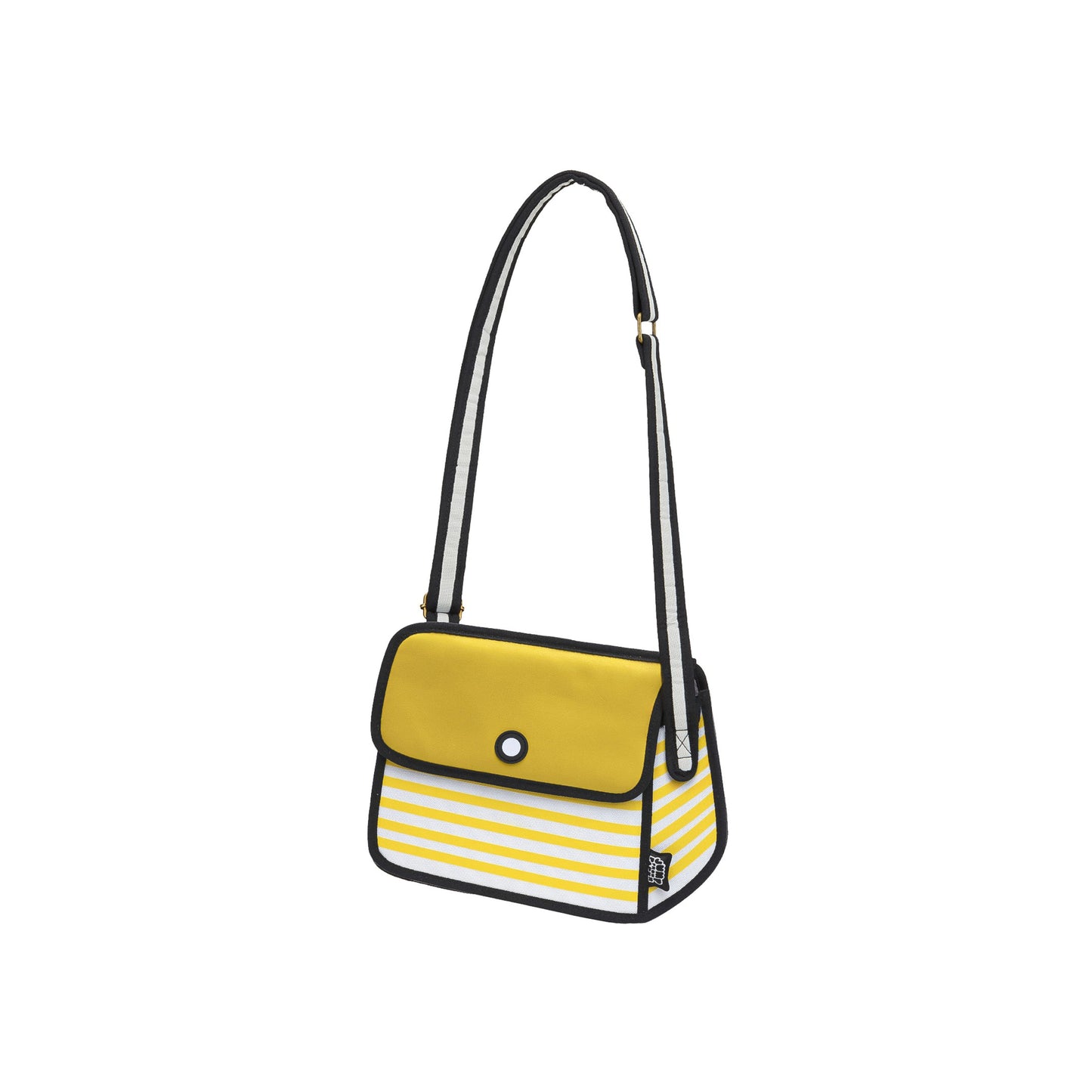 JumpFromPaper Stripe Shoulder Bag Yellow shoulder bag striped cartoon 2D design lightweight playful casual accessory
