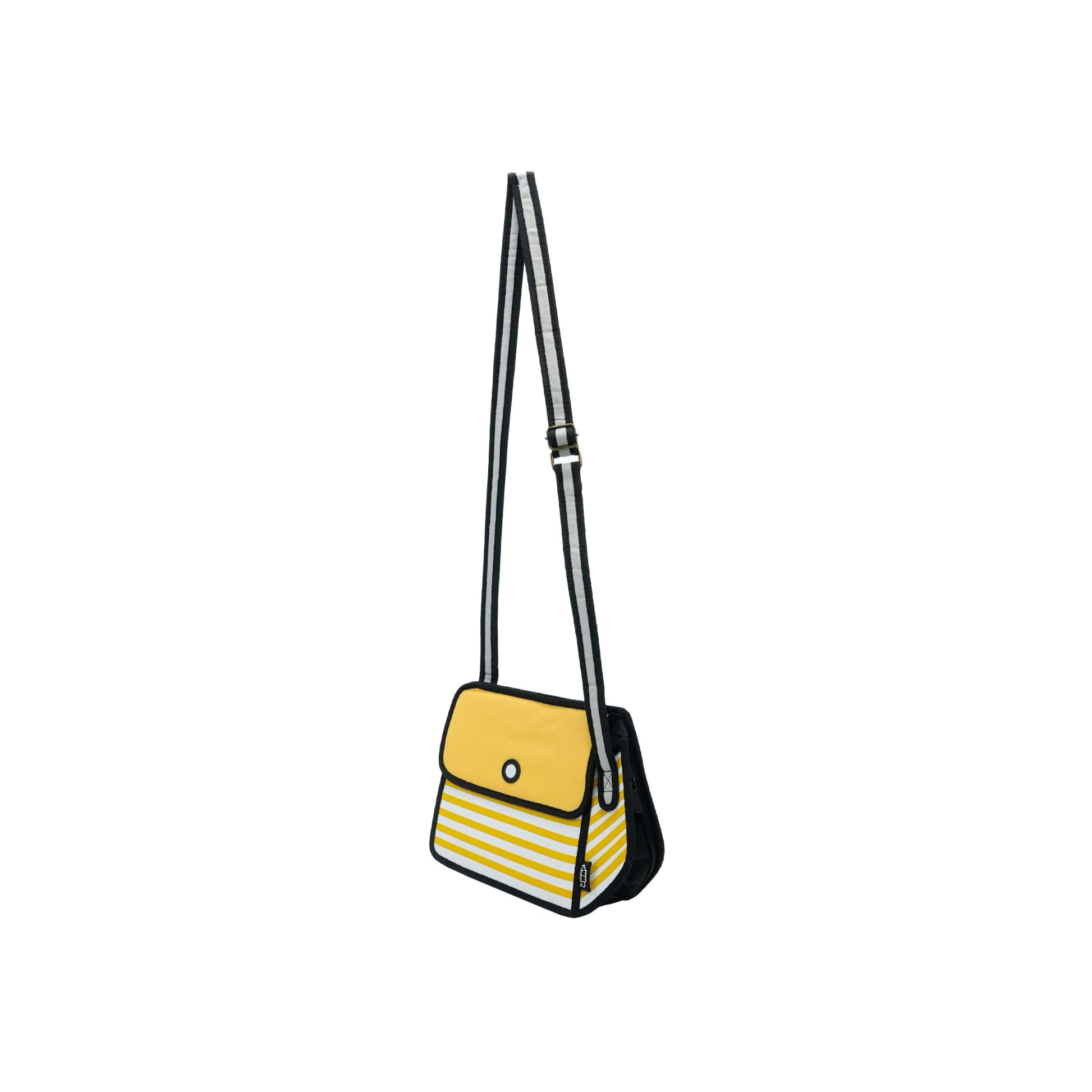 JumpFromPaper Stripe Shoulder Bag Yellow shoulder bag striped cartoon 2D design lightweight playful casual accessory