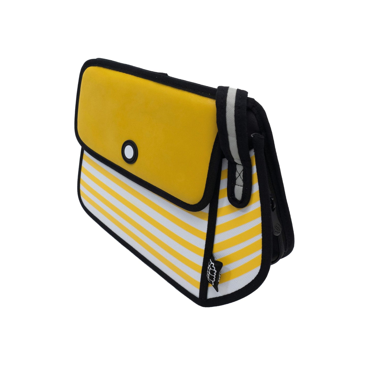 JumpFromPaper Stripe Shoulder Bag Yellow shoulder bag striped cartoon 2D design lightweight playful casual accessory