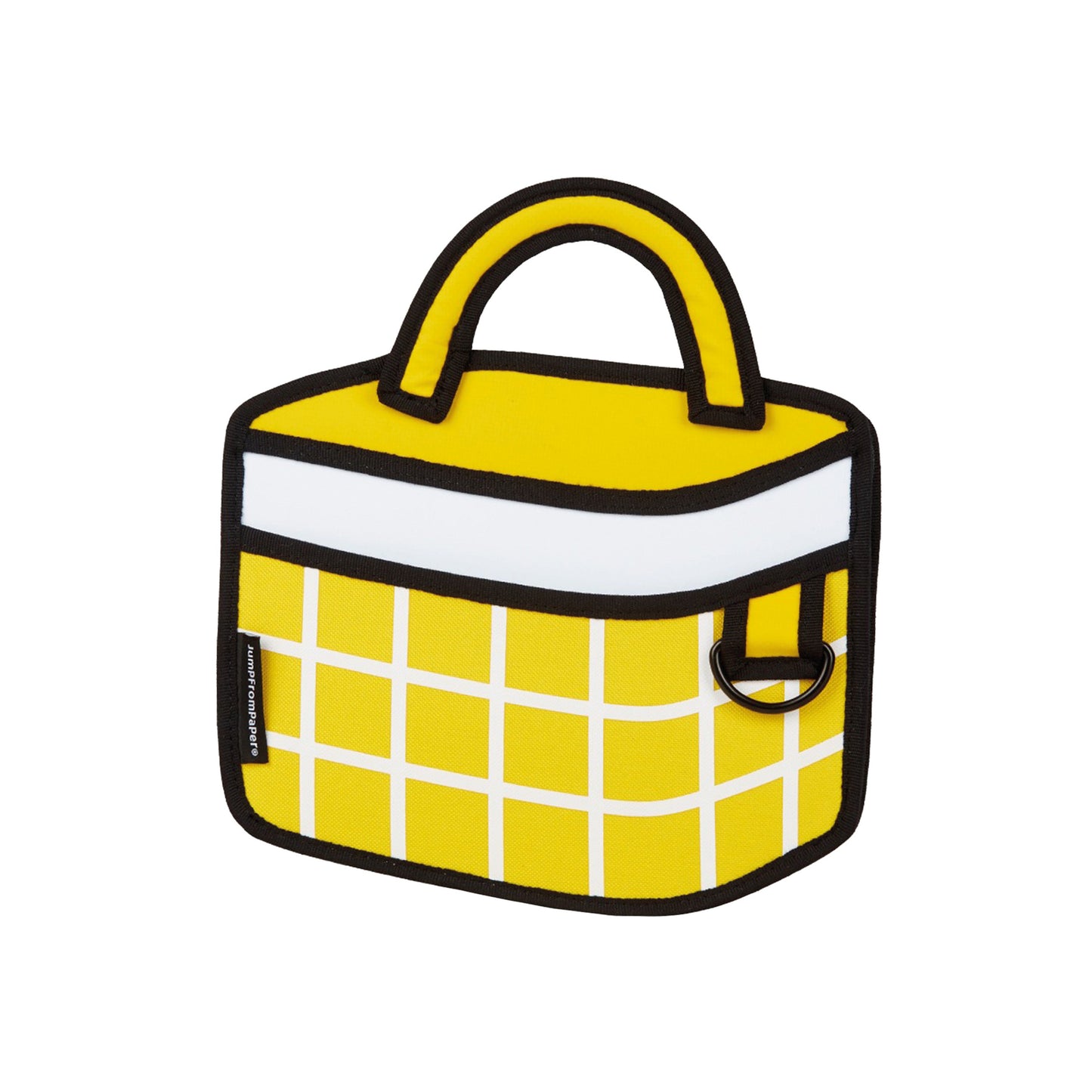 JumpFromPaper Checked Handbag Yellow handbag with cartoon-inspired 2D illusion design yellow checkered pattern and top handles