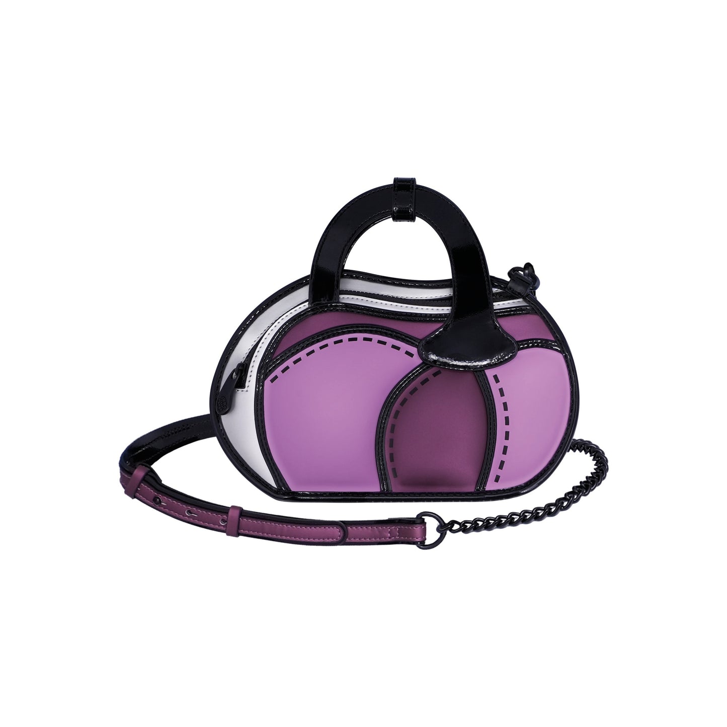 JumpFromPaper Pumpkin Magic Meets Fashion purple handbag with cartoon-inspired 2D illusion design and detachable shoulder strap