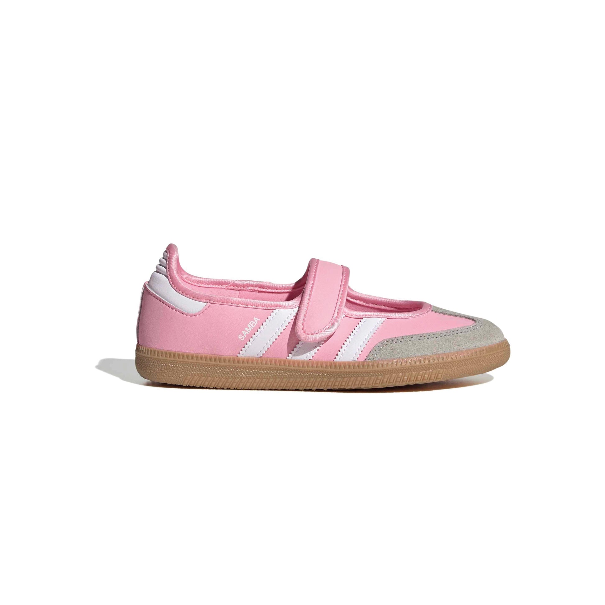 adidas Samba Jane Light Pink Gum GS kids sneakers with velcro strap and gum sole