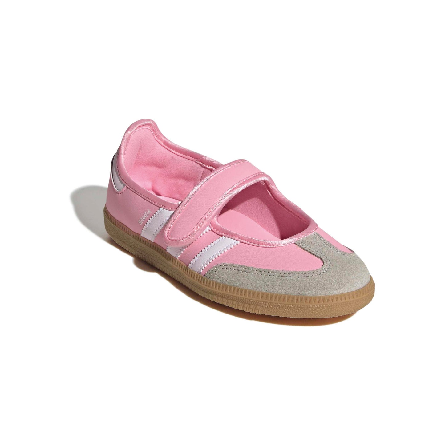 adidas Samba Jane Light Pink Gum GS kids sneakers with velcro strap and gum sole