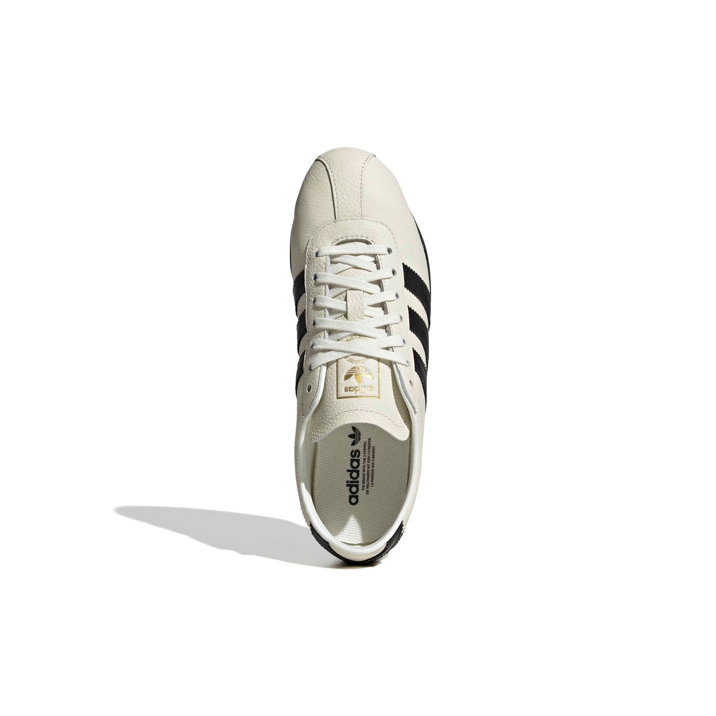 adidas Tokyo Off White Core Black Gold Metallic WMNS leather sneakers with black stripes