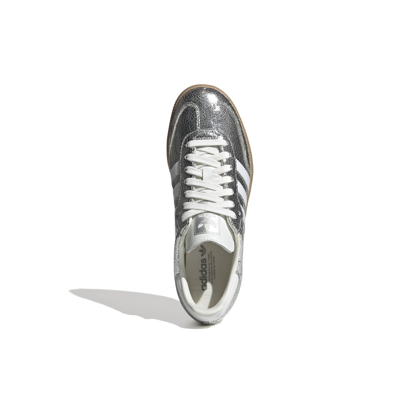adidas Originals Samba OG Silver Metallic White womens sneaker metallic leather upper suede toe gum sole