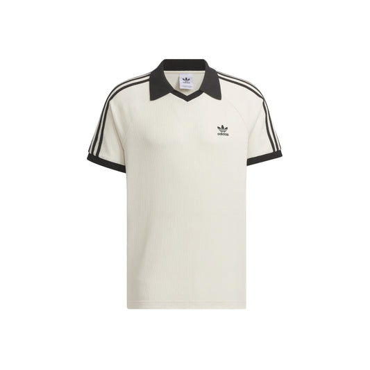 adidas Originals Waffle Short Sleeve Polo Shirt Wonder White waffle knit polo retro collar 3 stripes adidas logo lifestyle apparel