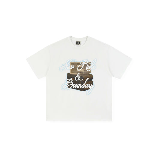 Boneless Logo Print New Rule T-Shirt Snow White oversized graphic tee statement print casual streetwear top contemporary design