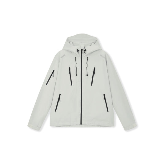 Boneless Triple-Proof Hooded Outdoor Jacket Grey with full zip, hood, and multiple zip pockets