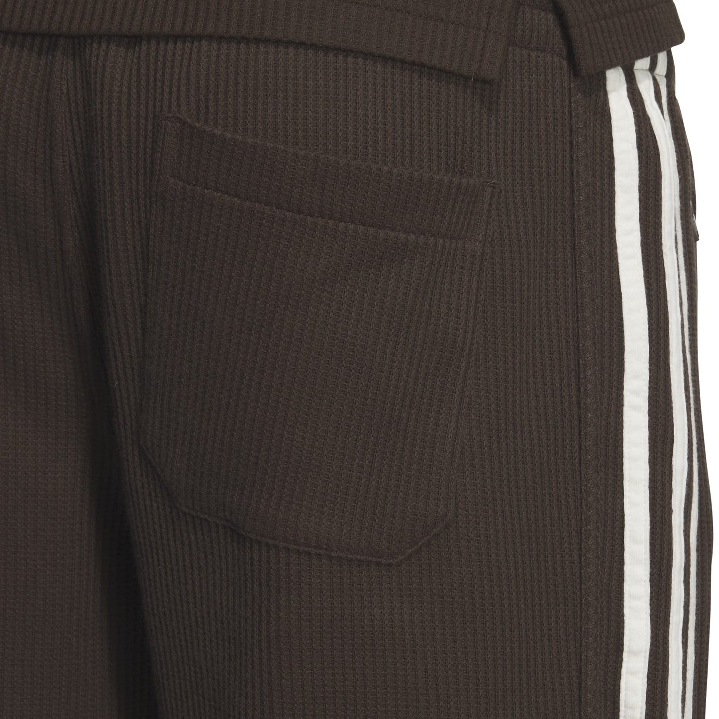 adidas Originals Waffle Shorts Dark Brown waffle knit shorts elastic waistband drawstring adidas logo casual apparel