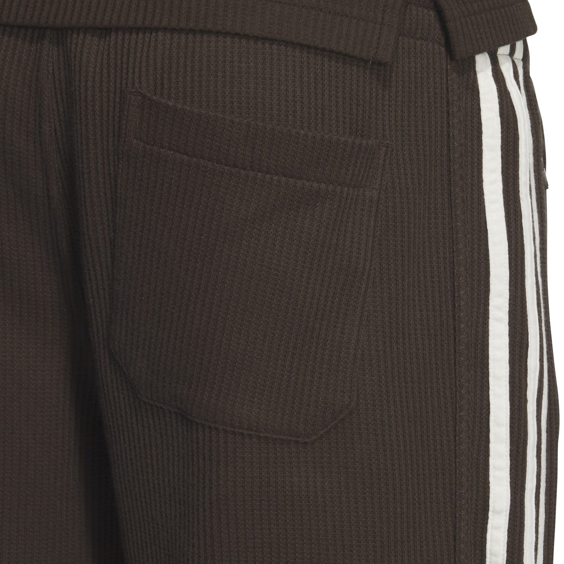 adidas Originals Waffle Shorts Dark Brown waffle knit shorts elastic waistband drawstring adidas logo casual apparel