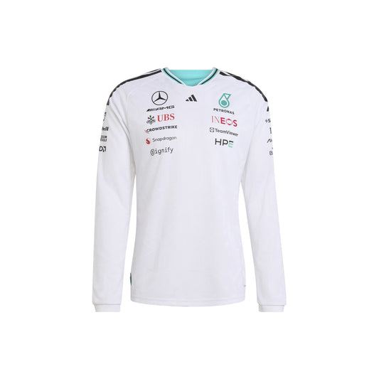 adidas Mercedes-AMG Petronas Formula 1 Team Driver Jersey Authentic Long Sleeve 'White' - front center view