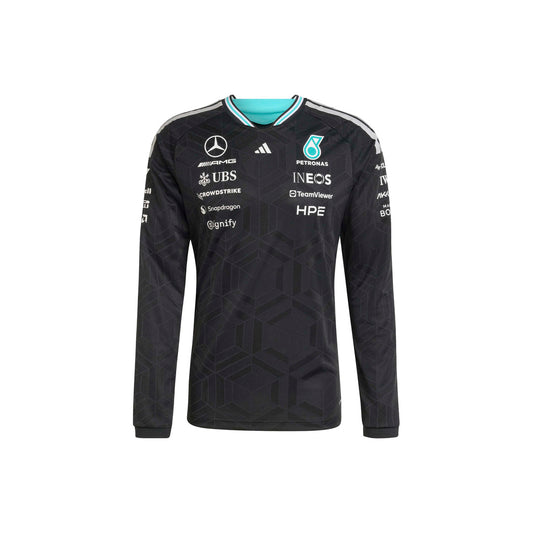 adidas Mercedes-AMG Petronas Formula 1 Team Driver Jersey Authentic Long Sleeve 'Black' - front center view