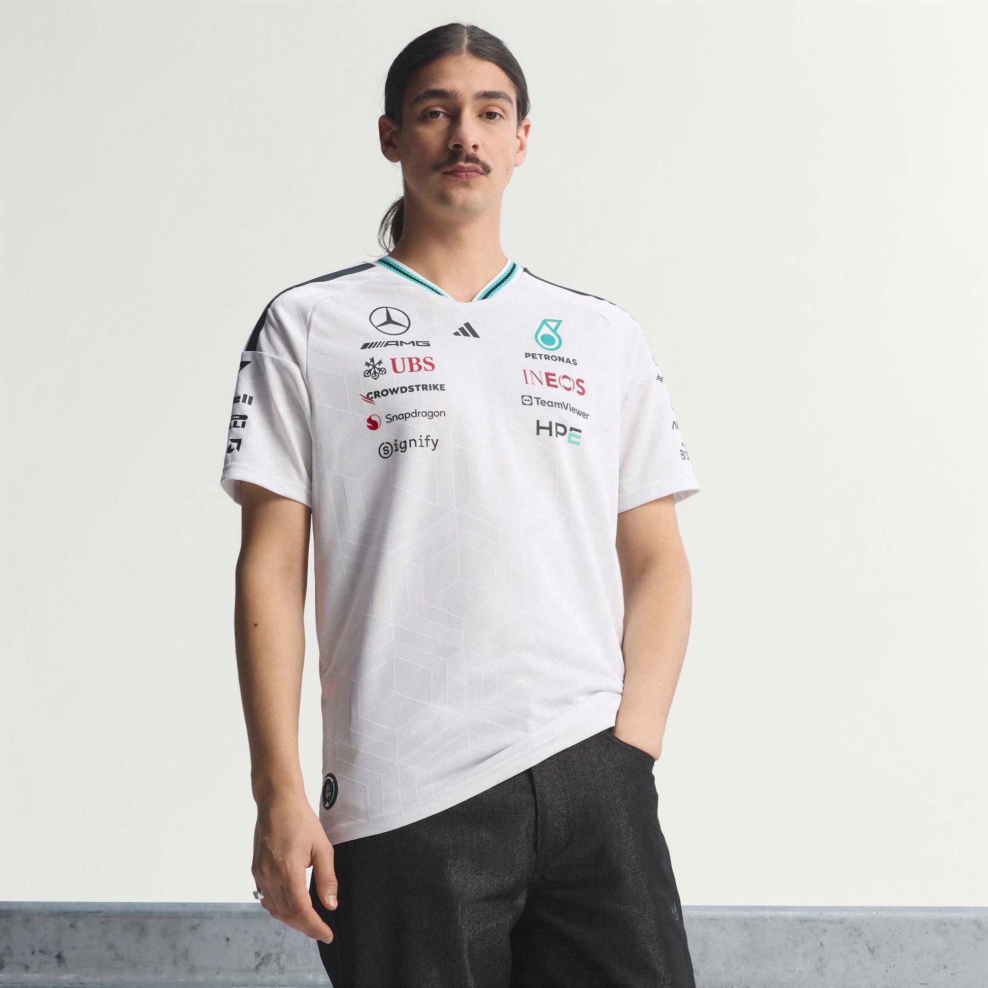 adidas Mercedes AMG Petronas Formula One Team Driver Jersey Authentic SS26 White official F1 race jersey breathable performance fabric