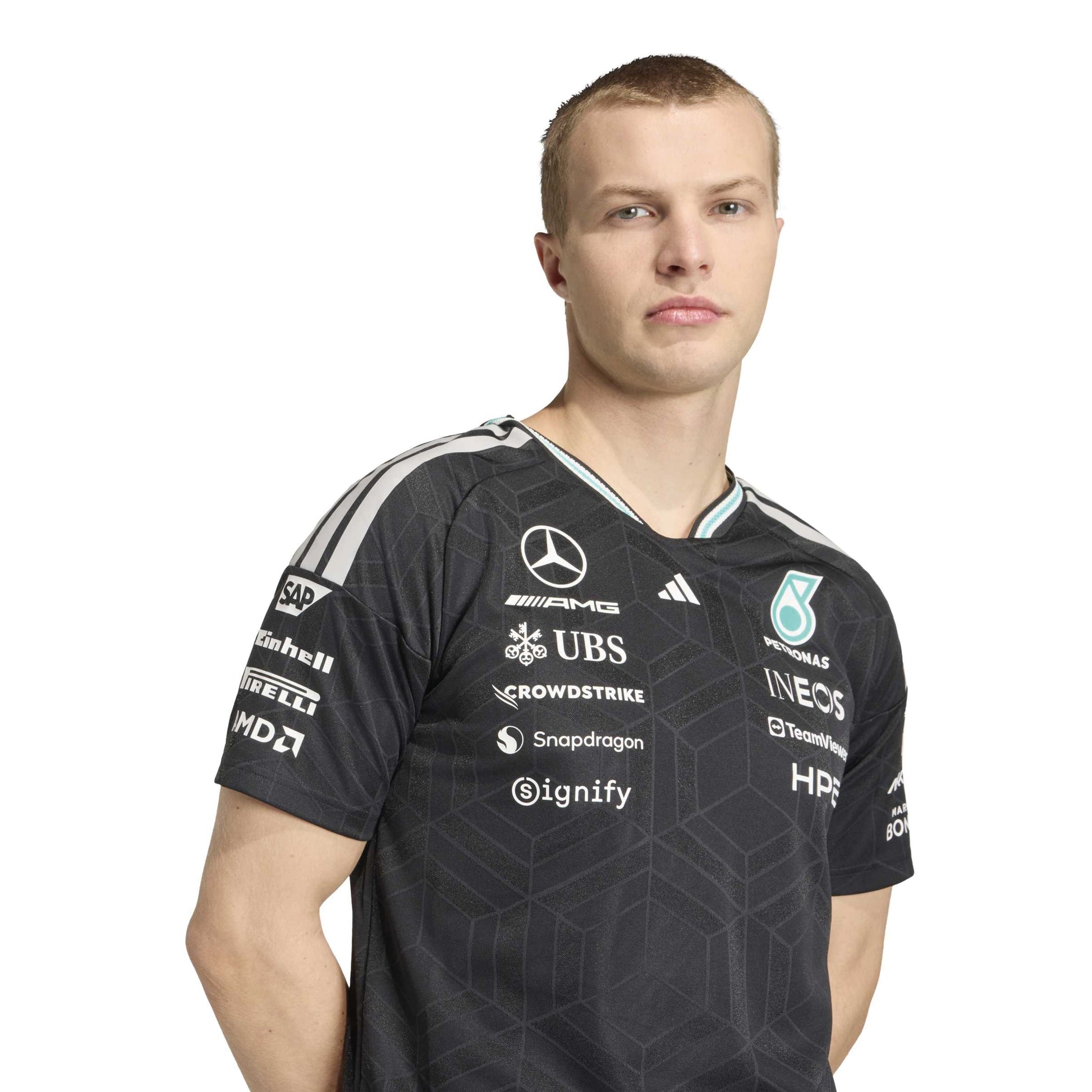 adidas Mercedes AMG Petronas Formula One Team Driver Jersey Authentic SS26 Black official F1 race jersey breathable performance fabric