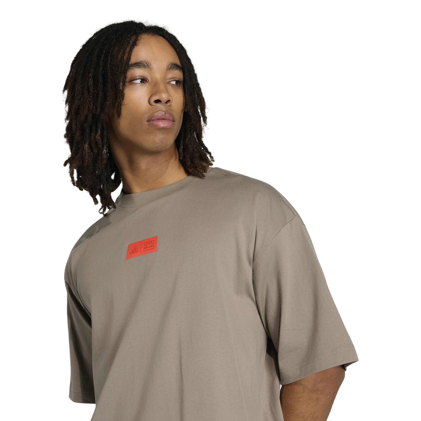 adidas Audi Revolut Formula One Team Elevated Graphic I Tee Grey cotton t-shirt with motorsport back graphic