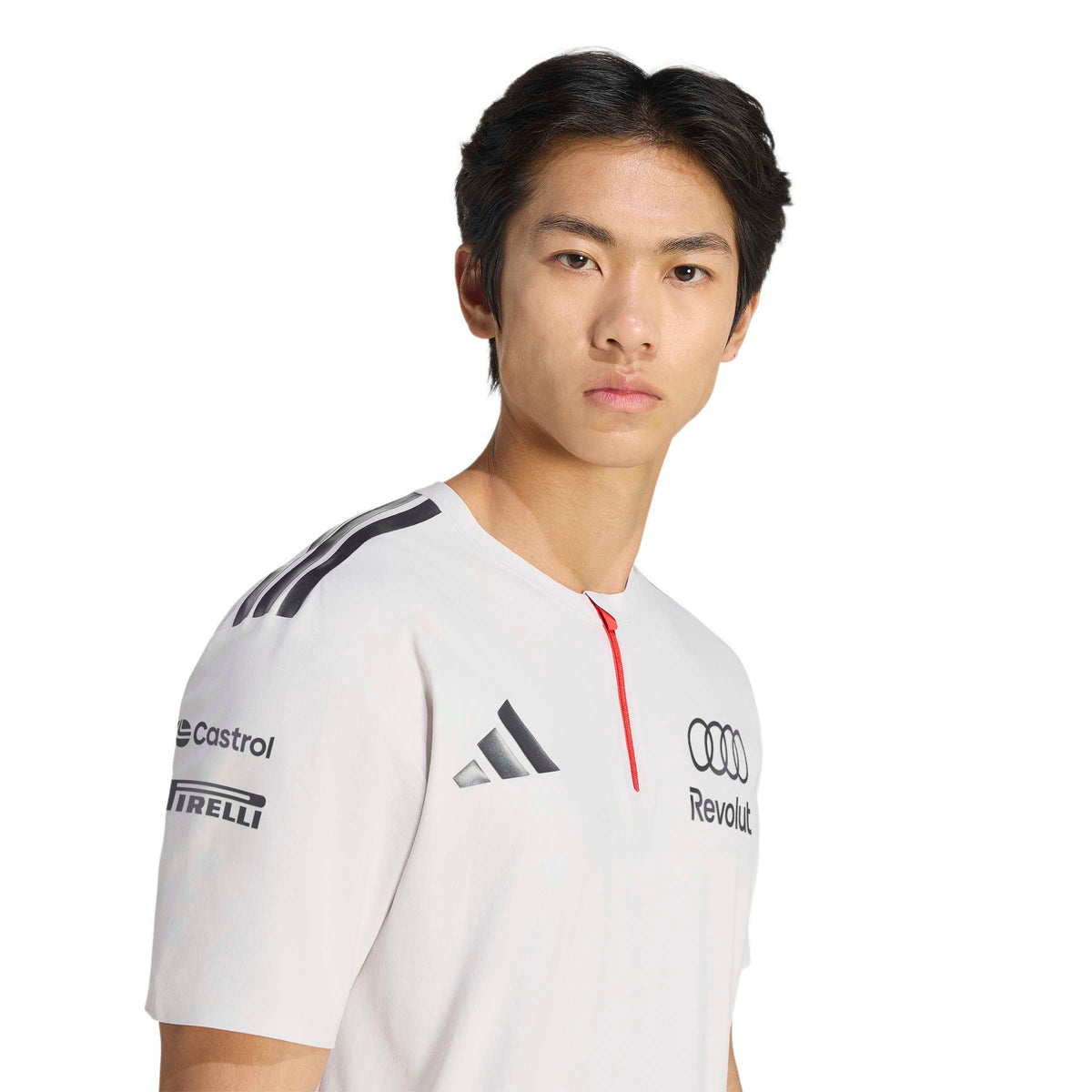 adidas Audi Revolut F1 Team Engineers & Marketing Short Sleeve Polo 'Chalk Pearl' - detail view 1