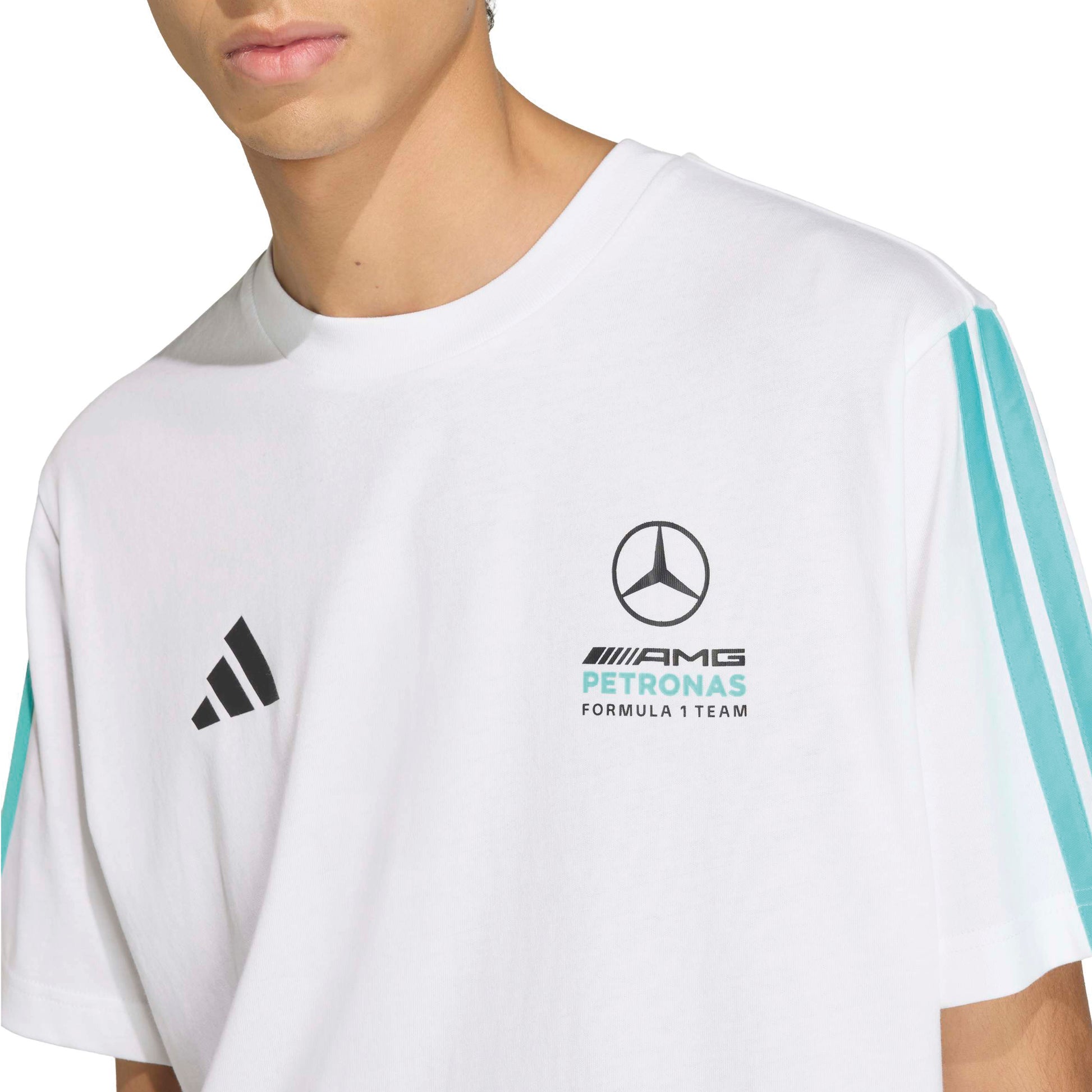adidas Mercedes-AMG Petronas Formula One Team DNA T-Shirt SS26 White with team logo and adidas branding