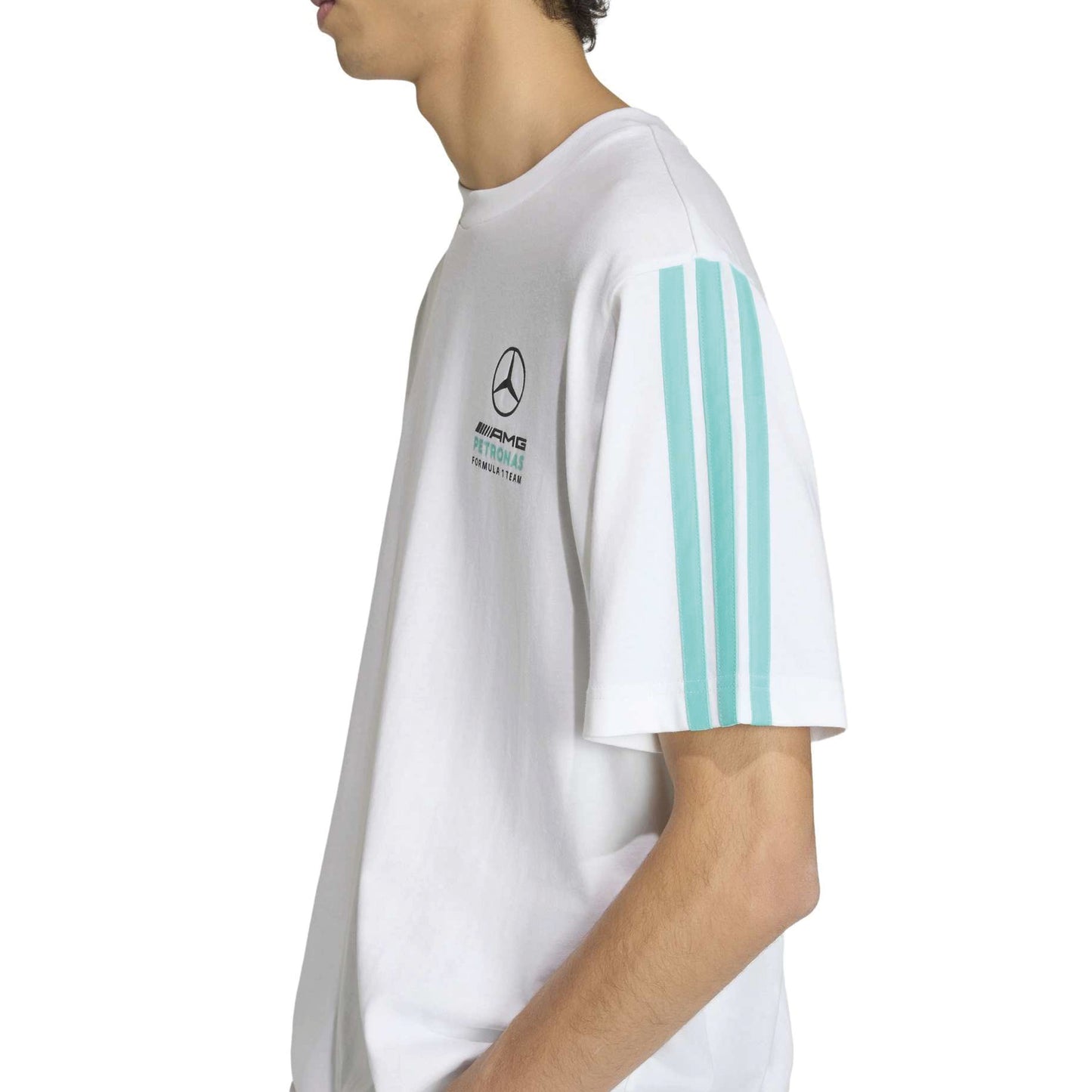 adidas Mercedes-AMG Petronas Formula One Team DNA T-Shirt SS26 White with team logo and adidas branding