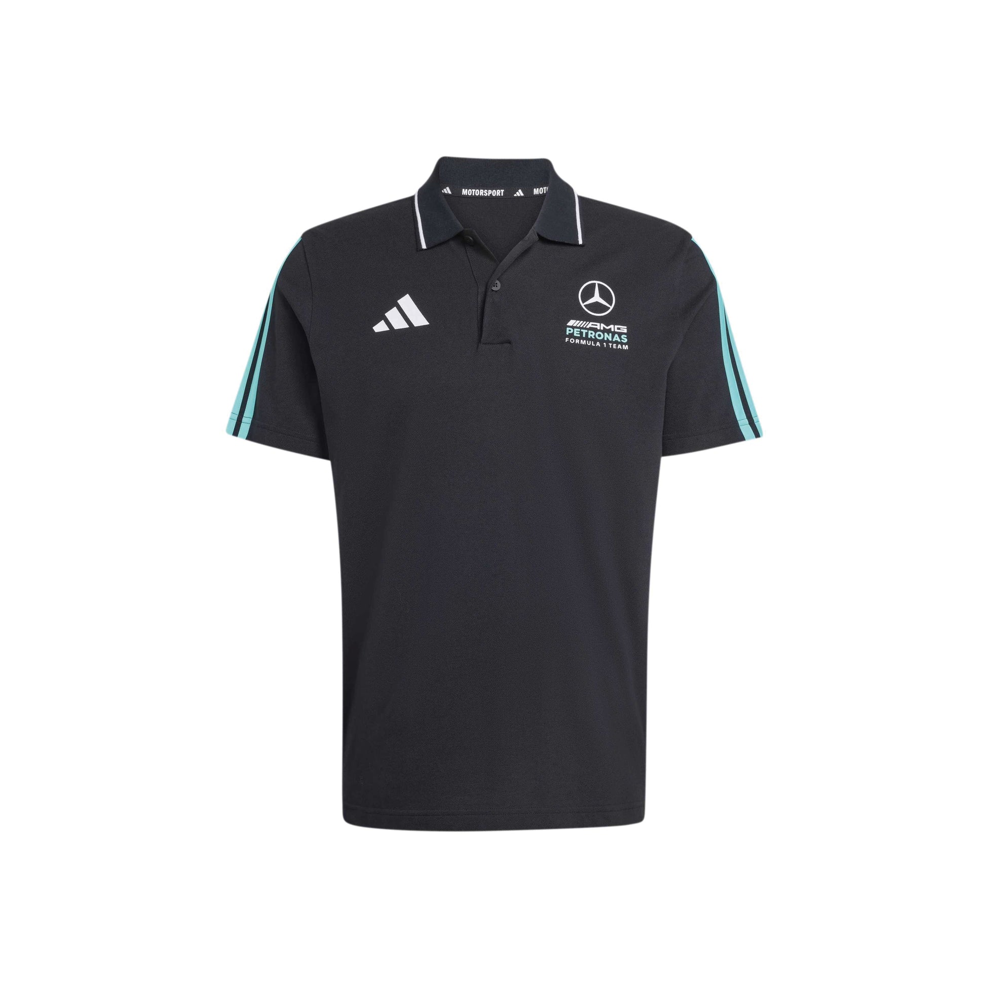 adidas Mercedes AMG Petronas Formula One Team DNA Polo Shirt SS26 Black motorsport polo breathable performance fabric