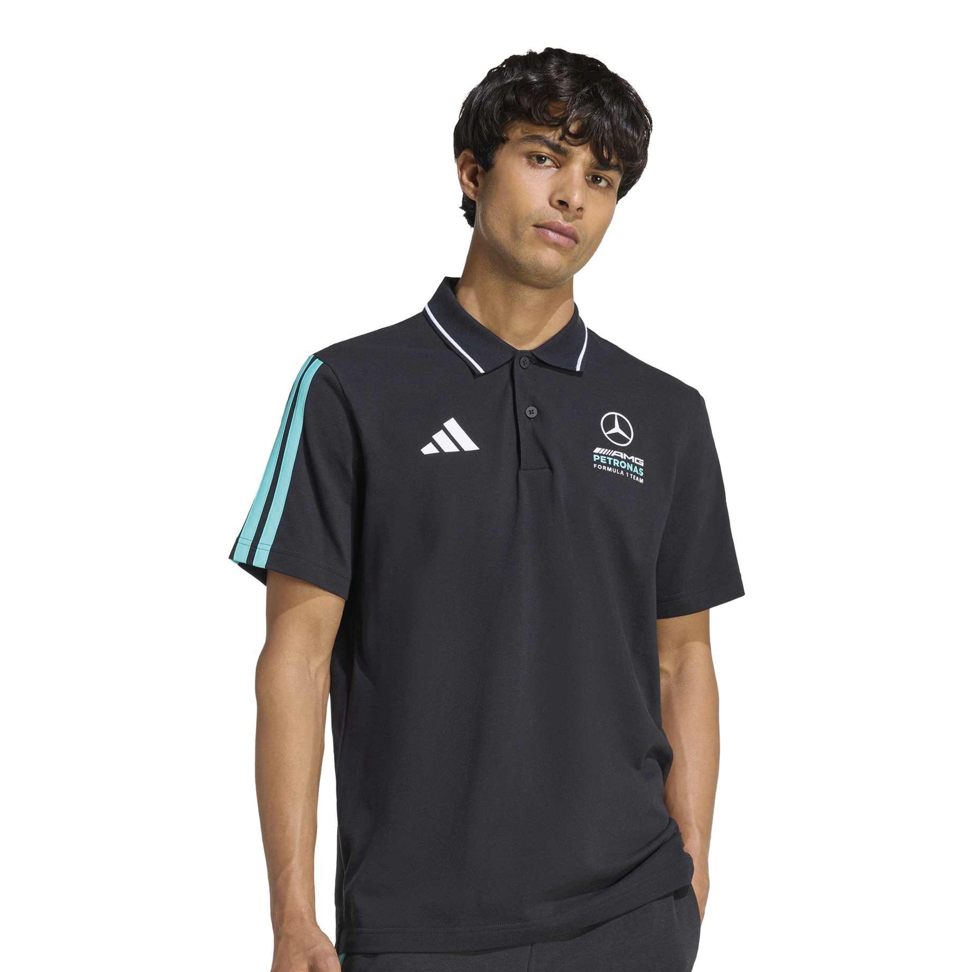 adidas Mercedes AMG Petronas Formula One Team DNA Polo Shirt SS26 Black motorsport polo breathable performance fabric