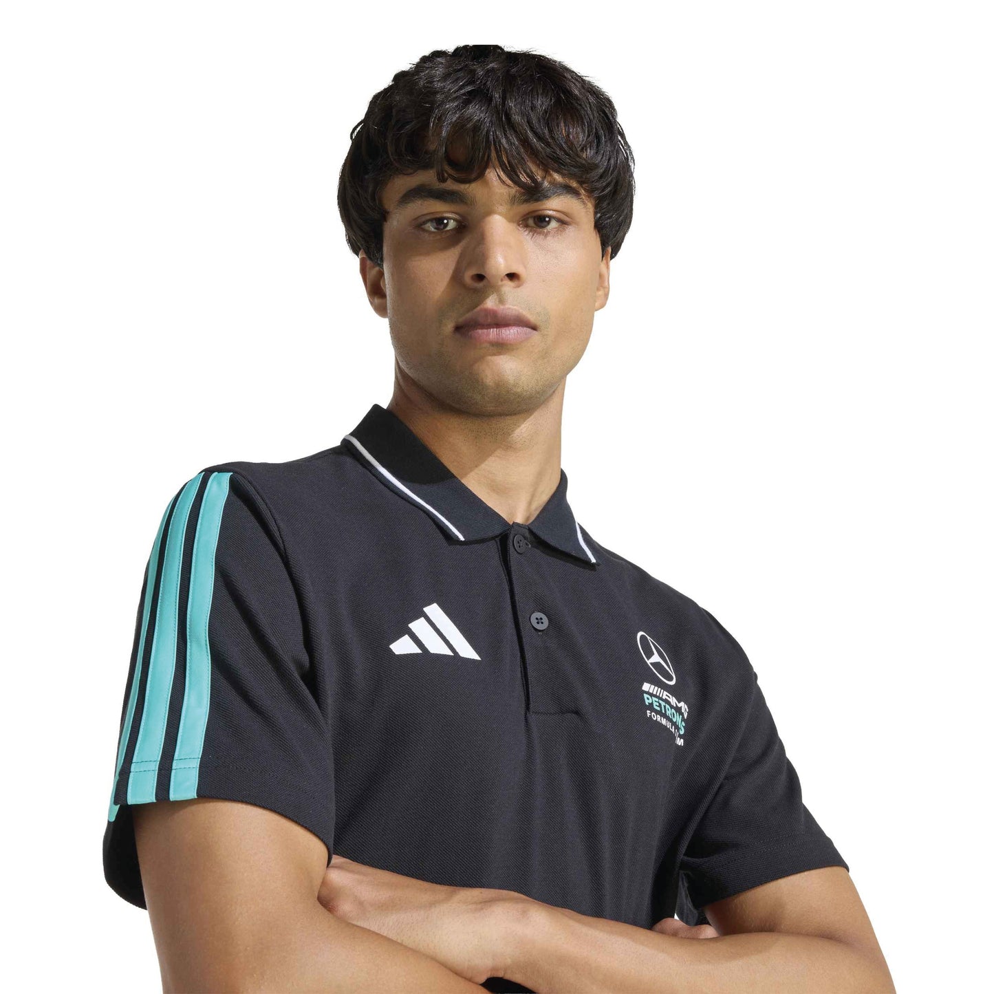 adidas Mercedes AMG Petronas Formula One Team DNA Polo Shirt SS26 Black motorsport polo breathable performance fabric