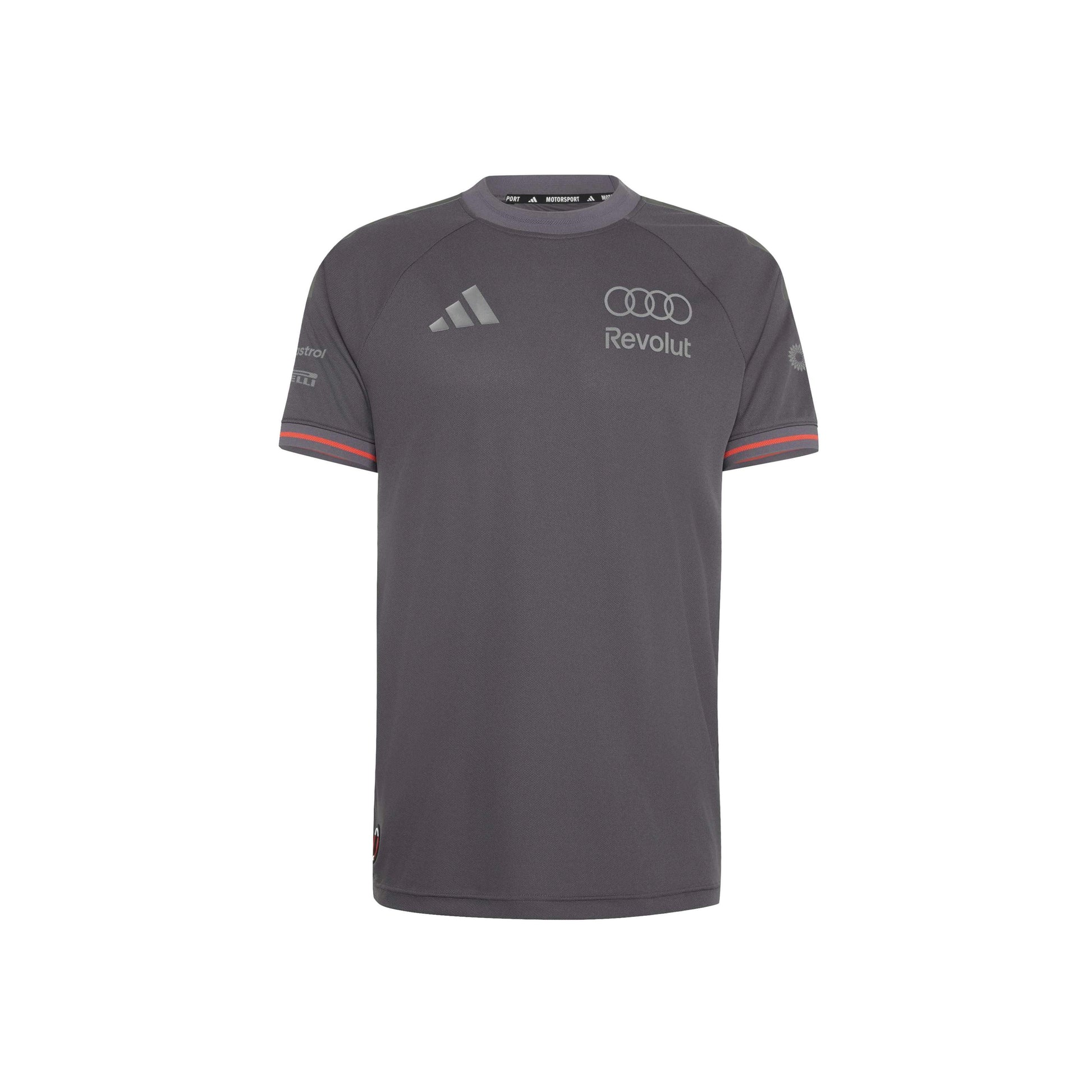 adidas Audi Revolut Formula One Team Driver Jersey Authentic Grey Strata motorsport performance shirt with moisture-wicking fabric