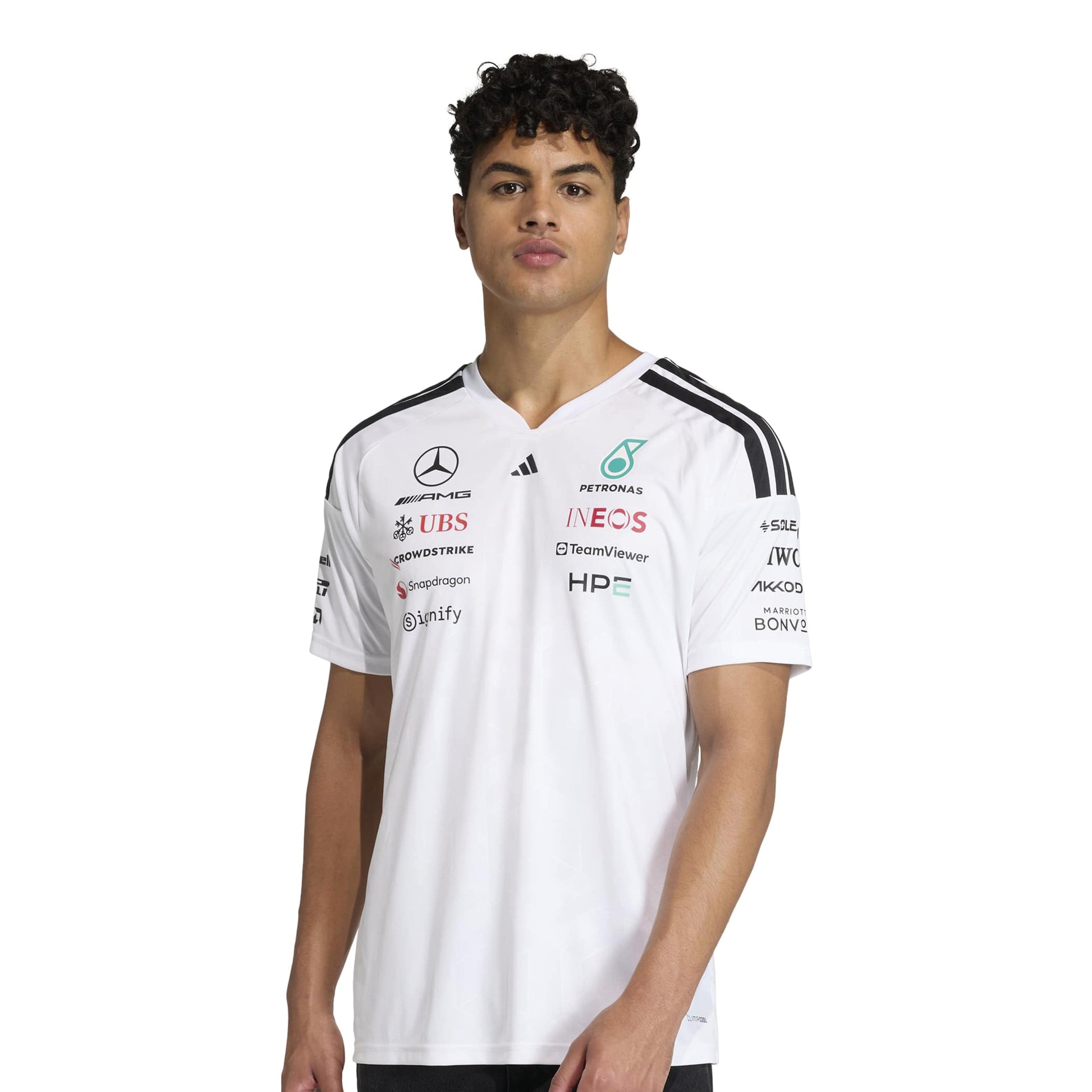 adidas Mercedes AMG Petronas Formula One Team Driver Jersey SS26 White official F1 race jersey breathable performance fabric