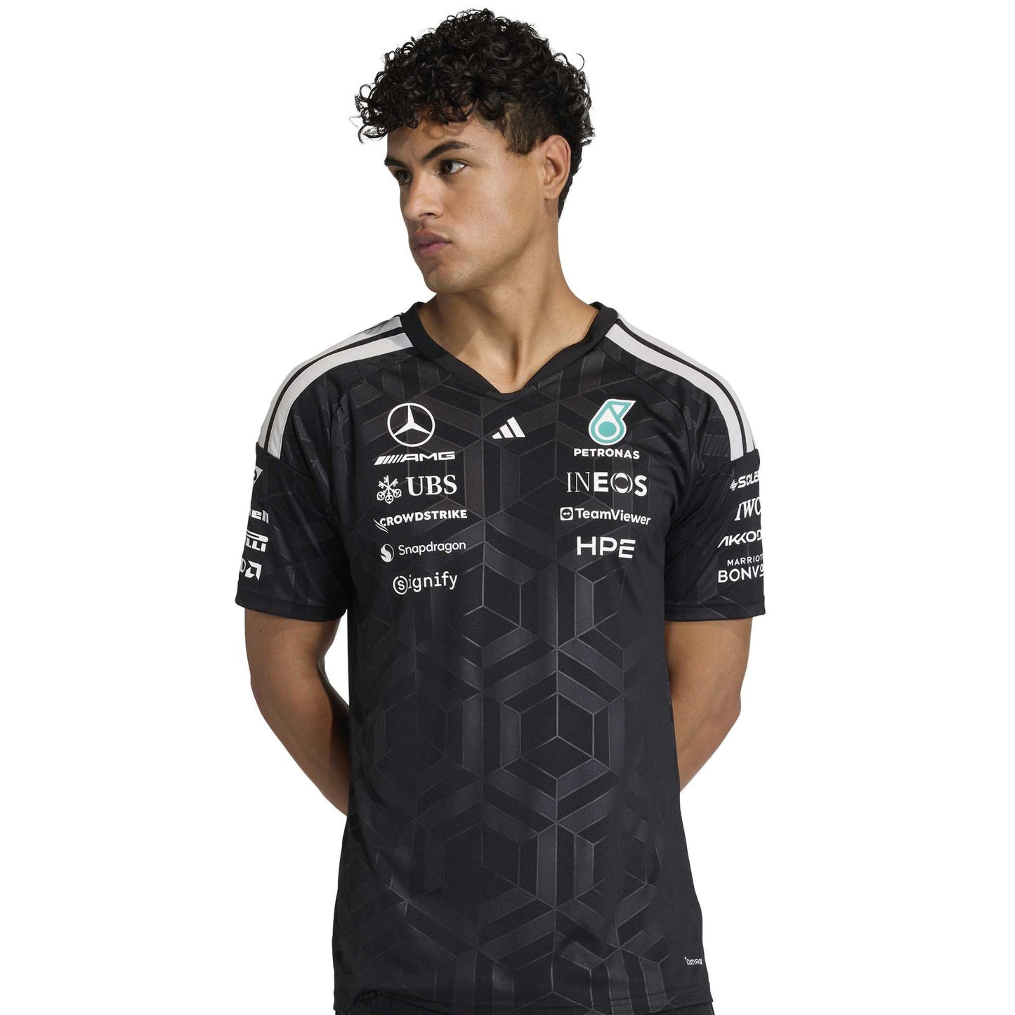 adidas Mercedes-AMG Petronas Formula One Team Driver Jersey SS26 Black with team and sponsor logos