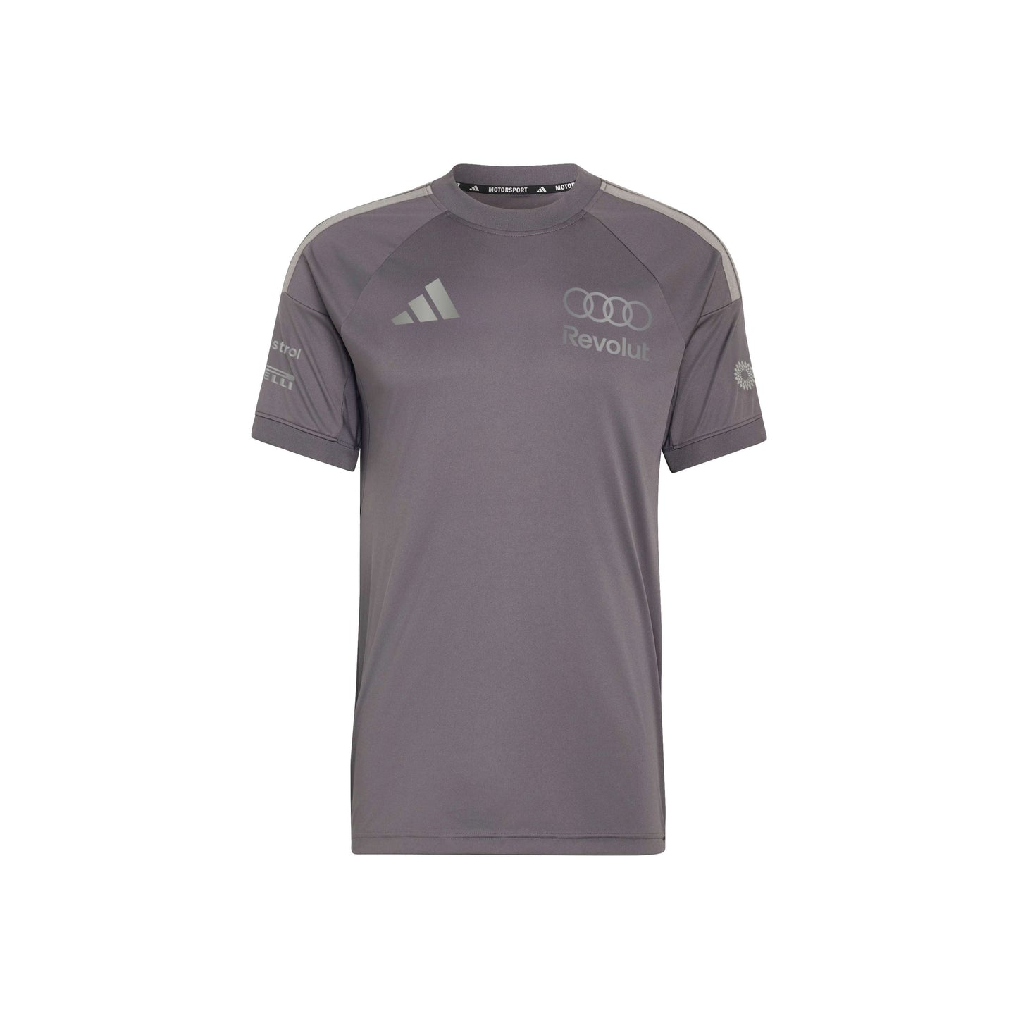 adidas Audi Revolut Formula One Team Driver Jersey Replica Grey Strata motorsport performance shirt with moisture-wicking fabric