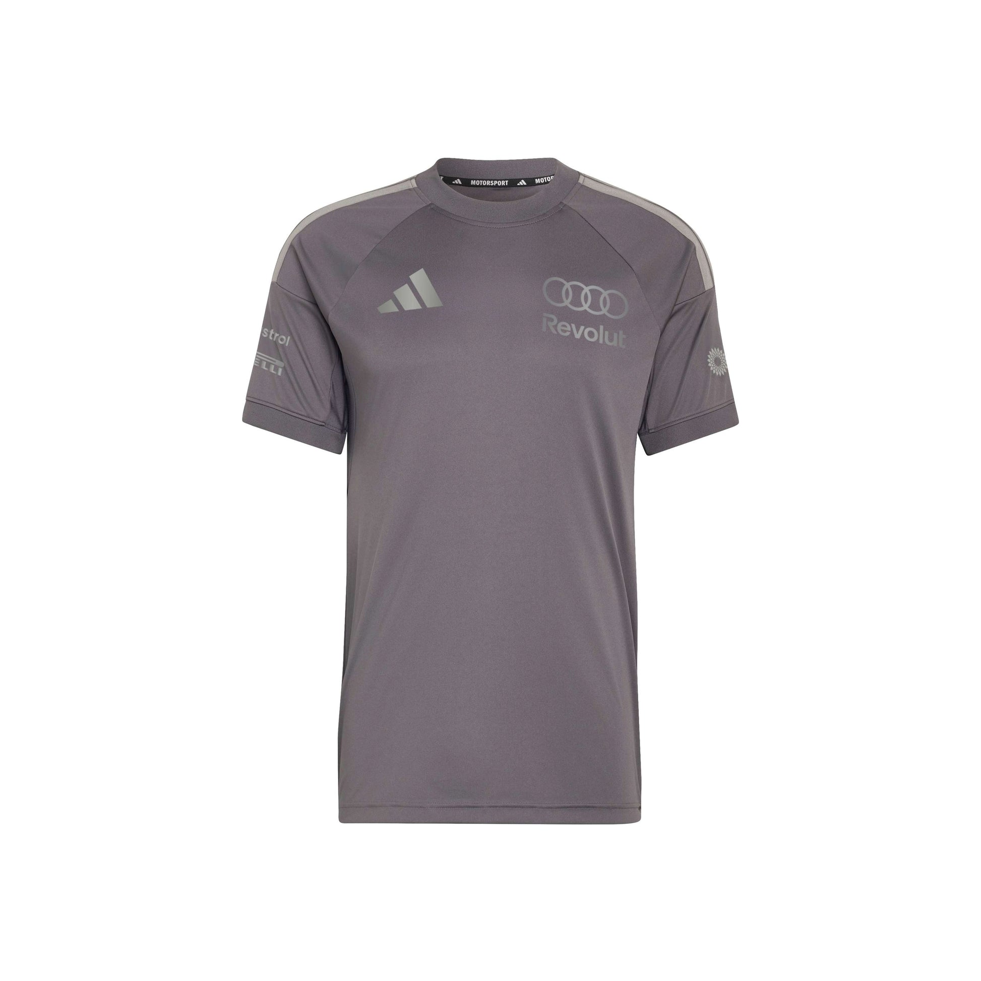 adidas Audi Revolut Formula One Team Driver Jersey Replica Grey Strata motorsport performance shirt with moisture-wicking fabric
