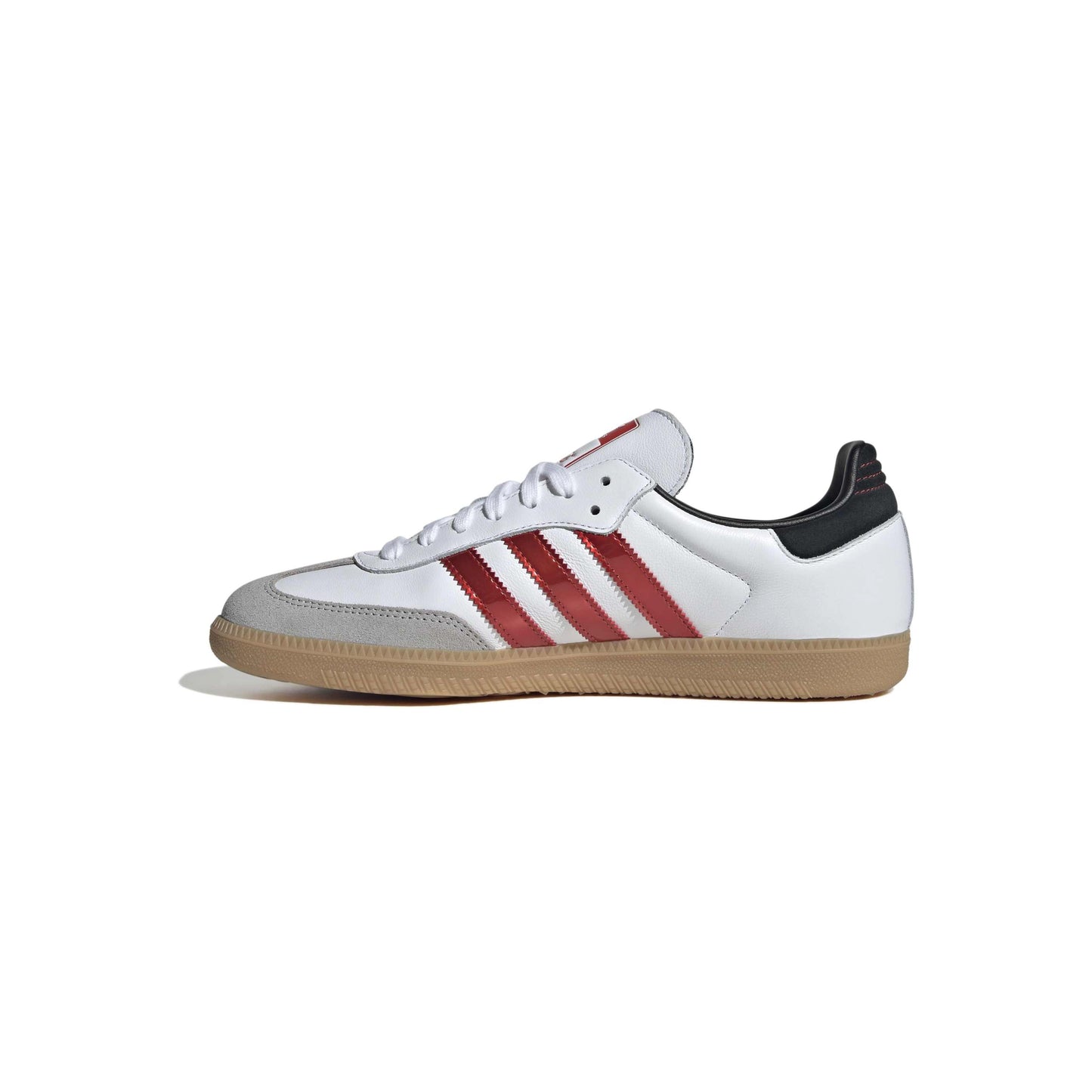 adidas Originals x Coca-Cola Samba OG White Red leather sneaker with metallic red stripes suede overlays and gum rubber outsole