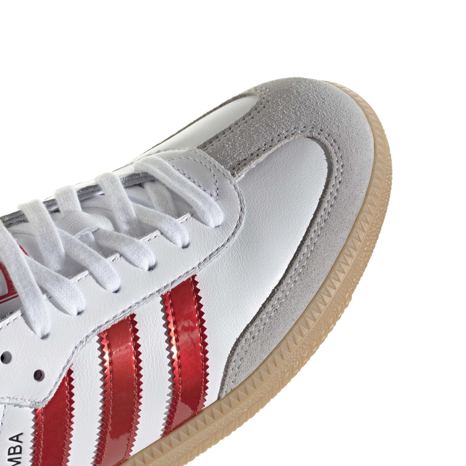 adidas Originals x Coca-Cola Samba OG White Red leather sneaker with metallic red stripes suede overlays and gum rubber outsole