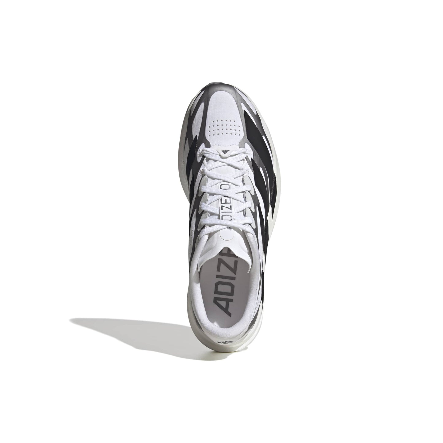 adidas Adizero Evo SL Exo White Black Silver running shoe with LIGHTSTRIKE PRO midsole and breathable mesh upper