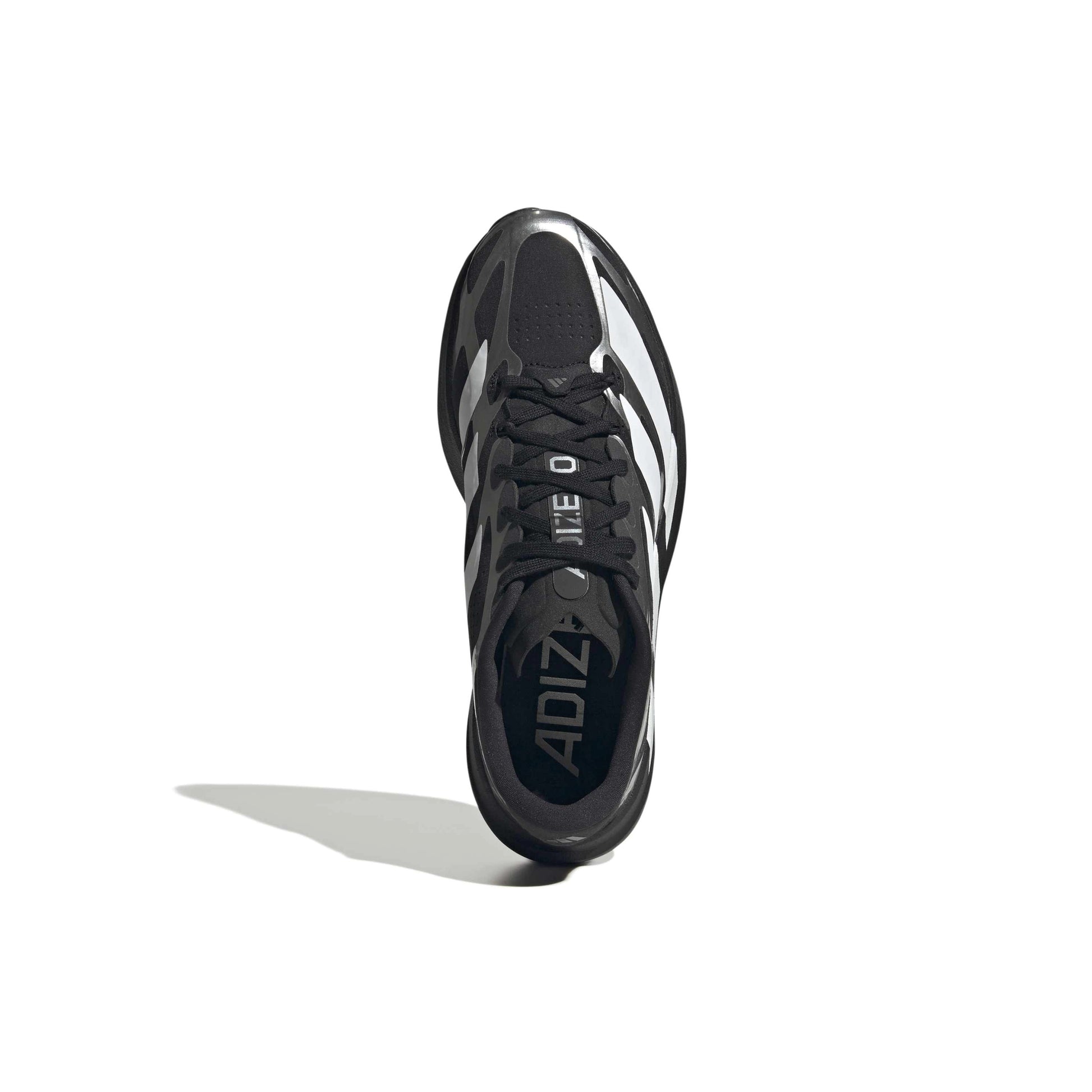 adidas Adizero Evo SL Exo Black White Silver running shoe with LIGHTSTRIKE PRO midsole and breathable mesh upper