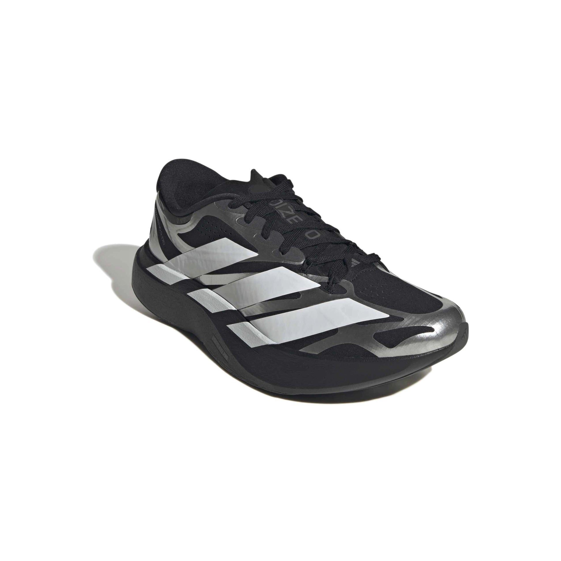 adidas Adizero Evo SL Exo Black White Silver running shoe with LIGHTSTRIKE PRO midsole and breathable mesh upper
