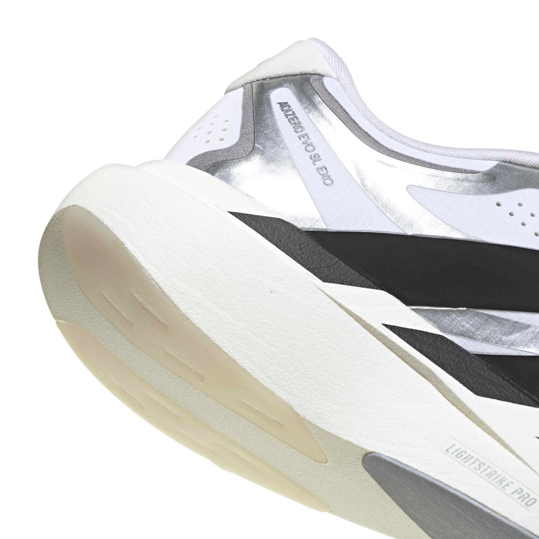 adidas Adizero EVO SL EXO 'White Core Black Iron Metallic' (WMNS) - Detail View 1