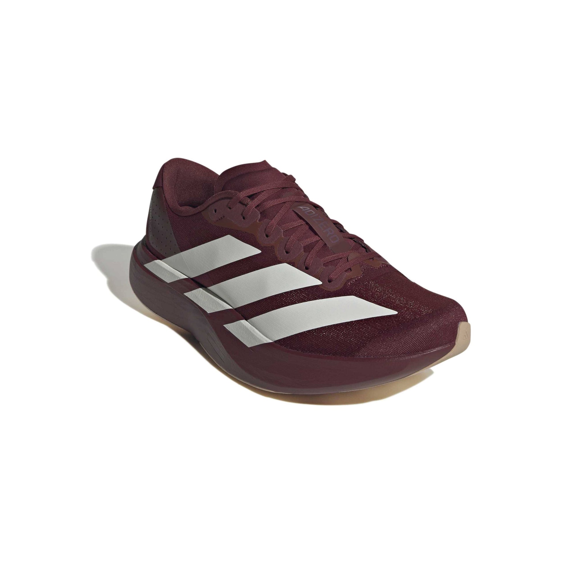 adidas Adizero Evo SL Shadow Red Off White lightweight running shoe with mesh upper and responsive cushioning