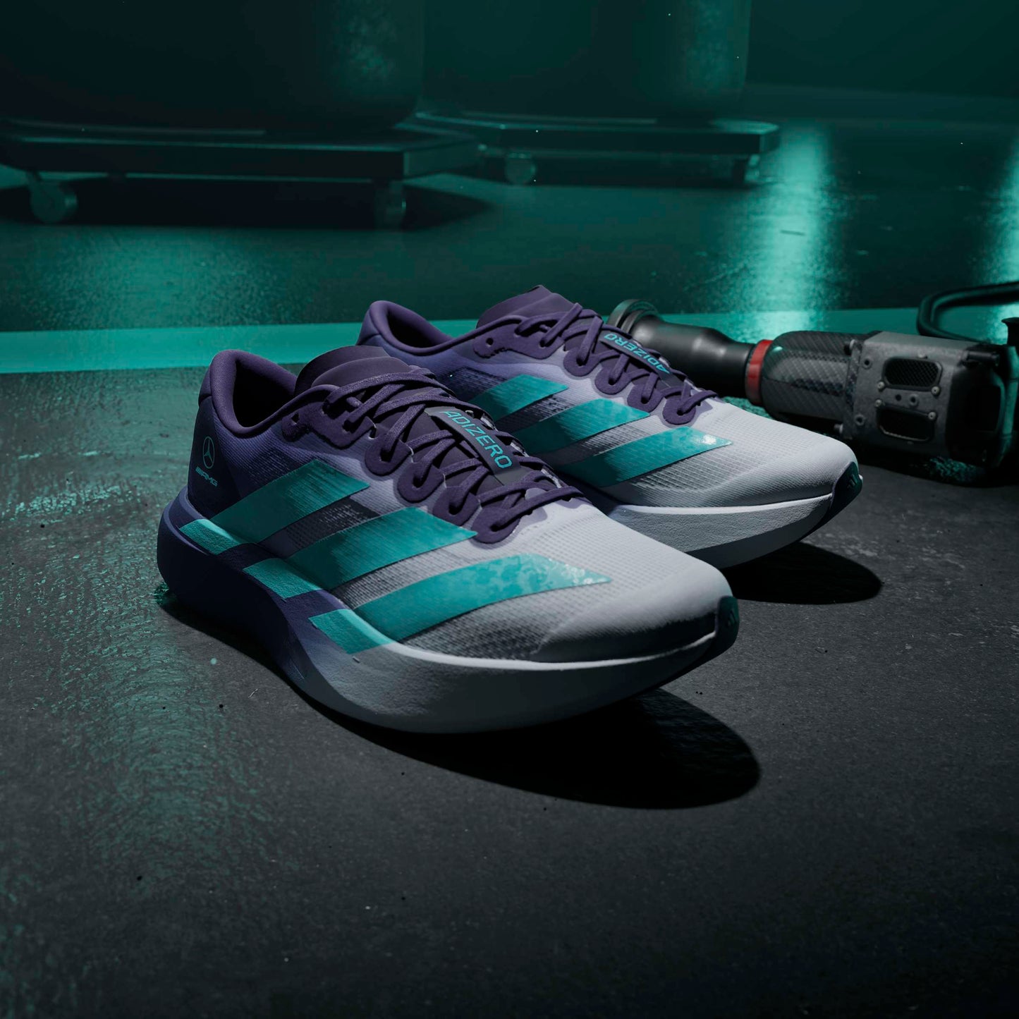 adidas Adizero Evo SL M Mercedes-AMG Petronas Vanda Bloom 'Blue Tint Semi Ruby Dark Purple' 