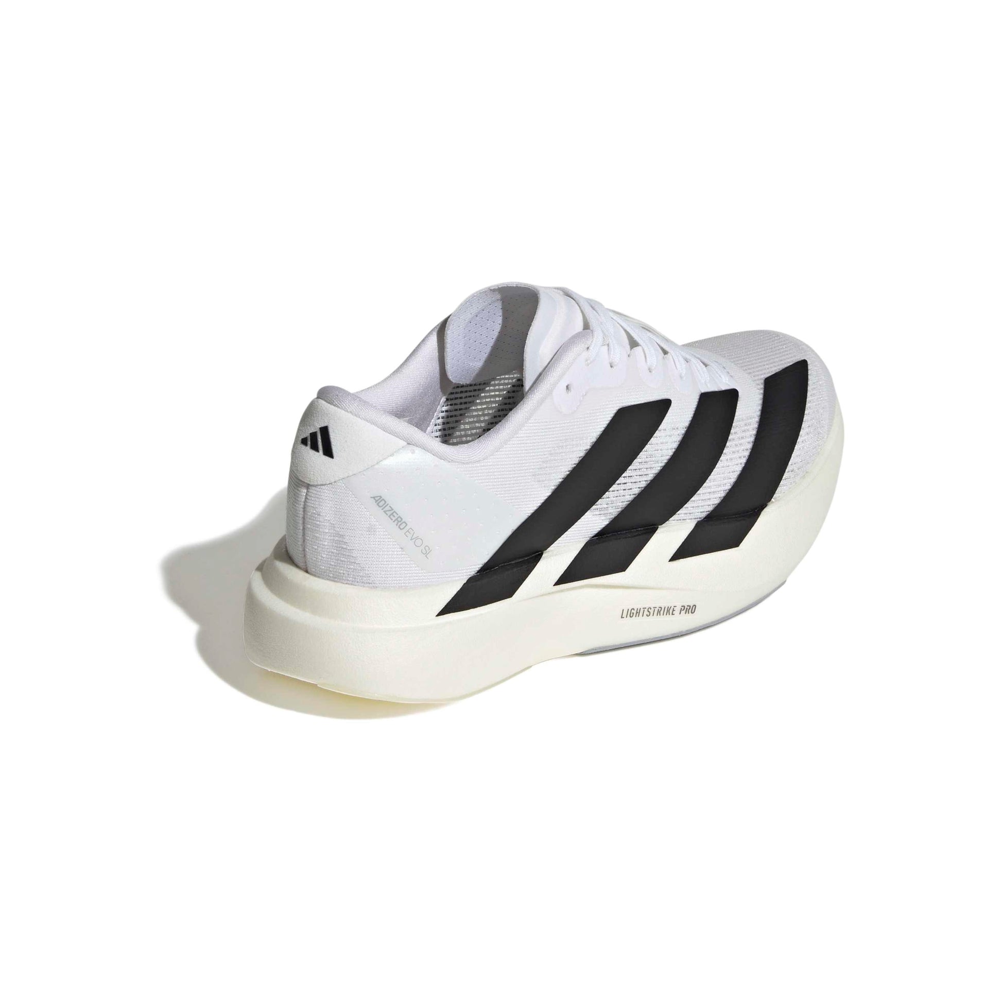 adidas Adizero Evo SL White Black GS lightweight running shoes with black stripes