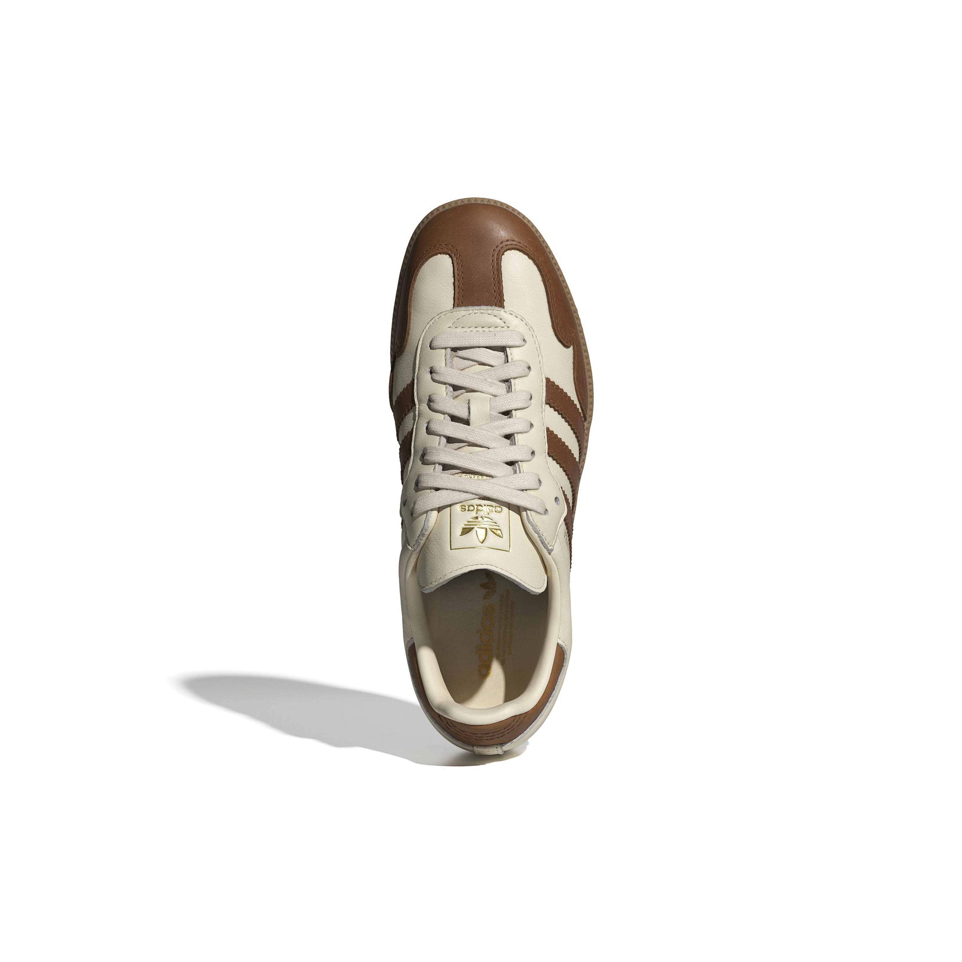 adidas Originals Samba OG Wonder White Gold Metallic womens sneaker leather upper suede toe gum sole