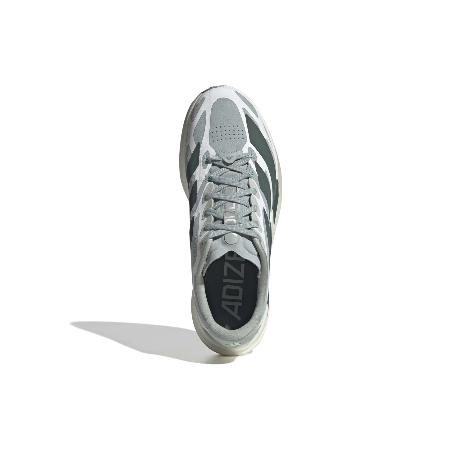 adidas Adizero Evo SL Exo Wonder Sage Silver Ivy White running shoe with LIGHTSTRIKE PRO midsole and breathable mesh upper