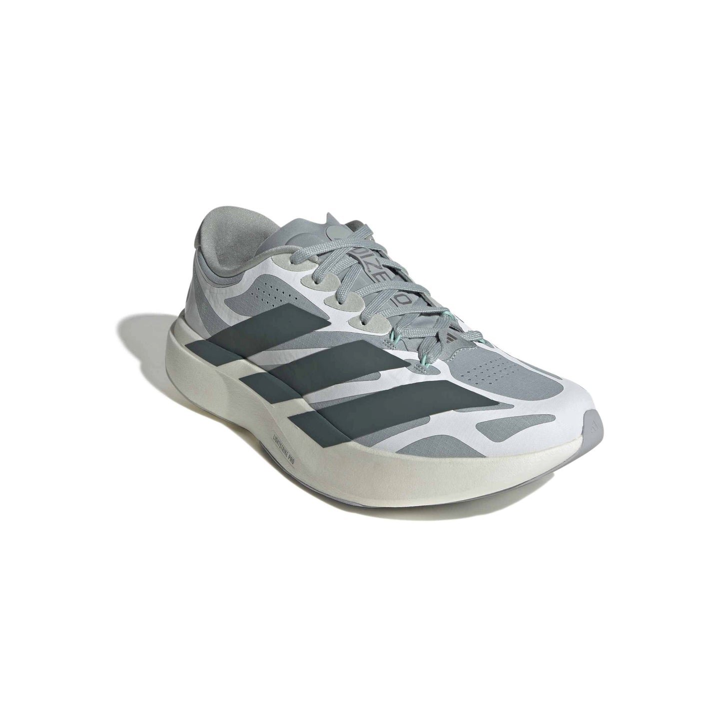 adidas Adizero Evo SL Exo Wonder Sage Silver Ivy White running shoe with LIGHTSTRIKE PRO midsole and breathable mesh upper