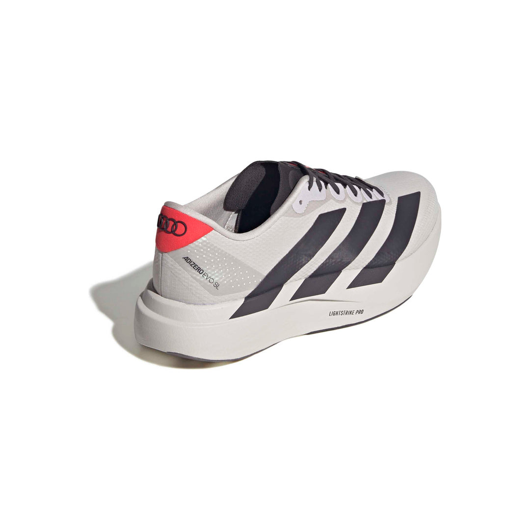 adidas Adizero EVO SL Woven Audi Revolut F1 Team 'Chalk Pearl / Utility Black' - back lateral top view