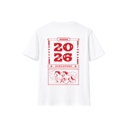 adidas Year Of The Horse Calendar T-Shirt white, back view with full back print